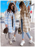 Plaid Trench Coat Fashion Mid-Length Plaid Shirt Coat Female