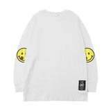 Men Long Sleeve Shirt Printed Long Sleeve T-shirt Men's and Women's Casual Smiley round Neck Top