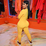 Women Jumpsuit Spring Fashion Long-Sleeve Zipper Jumpsuit