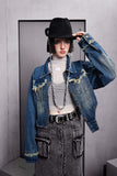 Unisex Jacket Autumn Distressed Hot Girl Denim Coat for Women