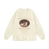 Men Hoodie Kitten Print Sweater Autumn and Winter Loose Crew Neck Top