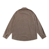 Men Long Sleeved T Shirt Plaid Long Sleeve Shirt Men's Loose Casual Spring and Autumn Lapel Shirt
