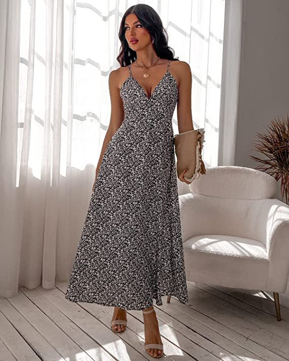 Jungle Print Maxi Dress Summer Casual Print