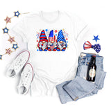 National Flag Day T Shirts Summer round Neck T-shirt Women's Short Sleeve Independence Day Women