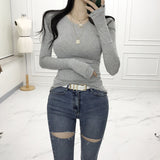 Women's Long Sleeve Shirt round Neck Long Sleeve Bottoming Shirt for Women Autumn