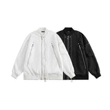 Unisex Jacket Autumn Strong Wrinkle Multi-Zipper Coat