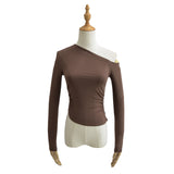 Women's T-Shirt Long-Sleeved T-shirt Women's Autumn Slim-Fit Pleated Bottoming Shirt Top