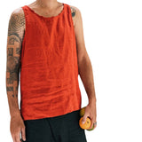 Men T Shirt Cotton Linen Vest Men's Top