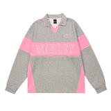 Men Hoodie Color Contrast Patchwork Lapel Sweater Zipper Stitching Letter Embroidery Long Sleeve