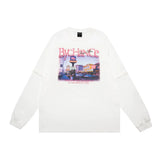 Men Hoodie Landscape Printing round Neck Men's Loose Casual