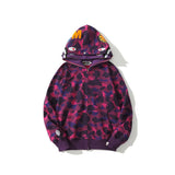 Bathing Ape Jacket Spring Fashion Brand Double Hood Camouflage Cardigan Zipper Sweater Coat for Men and Women