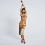 Women's Desses Summer Women's Retro Printed Sexy Sheath Dress