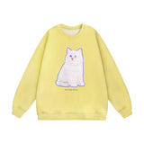 Men Hoodie Kitten Print Sweatshirt Autumn and Winter Loose Sweatshirt