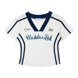 Women T-shirt Printed V-neck Short-Sleeved T-shirt Women's Summer Exposed Navel