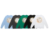 Men Long Sleeve Shirt Vintage Floral Print Long Sleeves T-shirt Men Loose Bottoming Top
