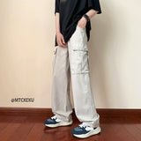 Men Sweatpants Men's Spring and Autumn Loose-Fitting Wide-Leg Trousers Hong Kong Style Casual Pants