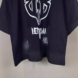 Men T-shirts Double B hand-painted graffiti worn old short-sleeved T-shirts loose and casual
