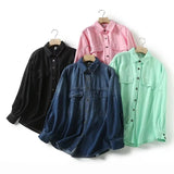 Women T-Shirt Casual Denim Shirt Jacket Autumn Washed Jacket Loose