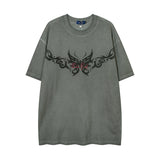 Men T Shirt Washed and Worn Short-Sleeved T-shirt Men's Retro