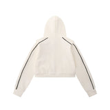 Women Hoodie Waffle Cropped Hoodie Zip Jacket