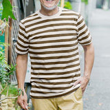 Men T Shirt Short Sleeve T-shirt Black and White Striped round Neck