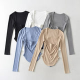 Women T-Shirt Long Sleeve Ballet Back Strap T-shirt Top