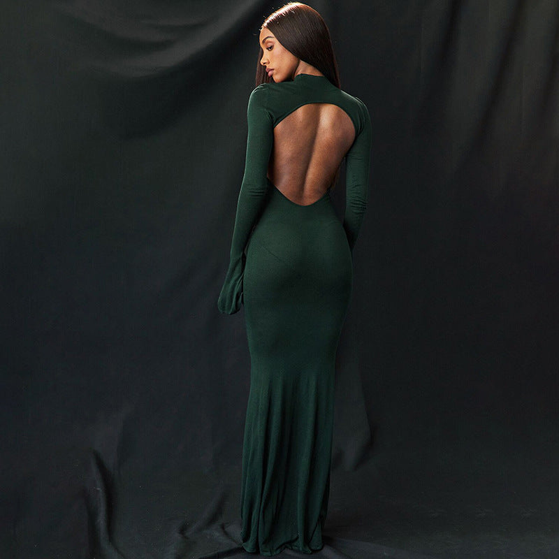 Women Dresses Autumn and Winter Women's Clothing round-Neck Flared Sleeves Dress