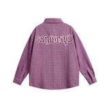 Unisex Jacket Autumn Leisure Plaid Letters Shirt