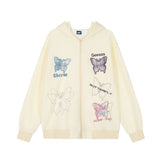 Men Hoodie Butterfly Paste Cloth Embroidery Hooded Cardigan Sweater