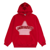 Men Fleece Lined Hoodie Embroidered Hoodie Men's High Street Ins Loose Pullover Hoodie