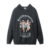 Men Hoodie Printed Hoodie Men's Loose Worn Washed Old
