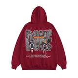 Men Hoodie Hip Hop Anime Letters Printed Hoodie