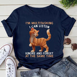2024Am Always Multitasking Cute Cat Women Tshirts Summer