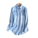 Women T-shirt Spring and Autumn Denim Shirt Women's Long Sleeve Loose