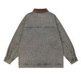 Men Denim Jacket Washed Distressed Denim Clothing Men Vibe Lapel Jacket