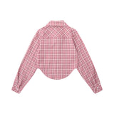 Women Long Sleeve Shirt Short Plaid Shirt Female Long Sleeve Shirt