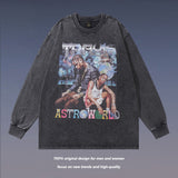 Men Long Sleeve Shirt Washed Long Sleeve Bottoming T-shirt Men and Women Oversize