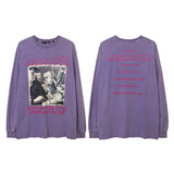 Men Long Sleeve Shirt Vintage Portrait Printing Long Sleeve Bottoming Shirt Distressed T-shirt for Men