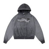 Men Hoodie Tie-Dye Gradient Coat Worn Looking Washed-out Cardigan Sweater Hoodie Loose Long Sleeve
