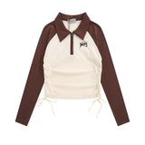 Women Long Sleeve T-Shirt Long Sleeve T-shirt Half Zipper Sleeve Women's Short