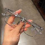 CHH Chrome Hearts Glasses pure titanium semi-square large face men and women retro trendy myopia flat light