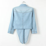 Women T-shirt Denim Shirt Female Lady Short Coat