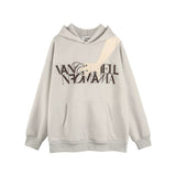 Men Hoodie Retro Figure Patch Decoration Hooded Sweater