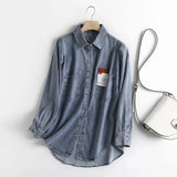 Women T-shirt Spring Autumn Blouse Loose Denim Jacket
