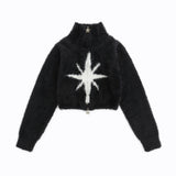 Women Sweater Cropped Cardigan Sweater Girls' Spring and Autumn Zipper