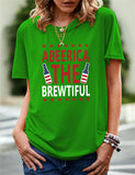 Women's Independence Day T Shirt Pattern Printed Short-Sleeved T-shirt