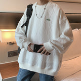 Men Hoodie round Neck Sweater Men's Spring and Autumn Loose Trendy Hip Hop Jacket