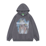 Men Hoodie Fuzzy Figure Oil Painting Printed Hoodie