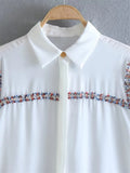 Women T-shirt Fall Women's Clothing Stitching Lapel Long Sleeve Shirt