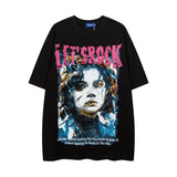 Men T Shirt Printed Short-Sleeved T-shirt for Men and Women Couple Retro Loose Hip Hop